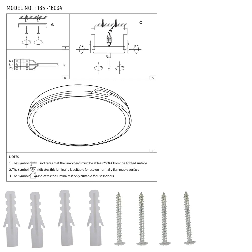 User manual for LED Flush Ceiling Light Copper D500 6000K/4000K/3000K 42Wx2(TEKLED)-165-16034