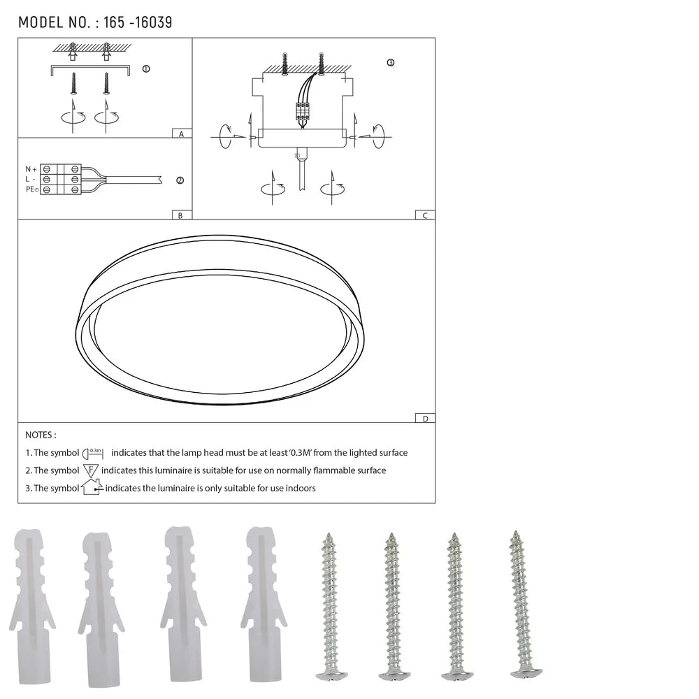 User manual for LED Flush Ceiling Light D400 Blue 6000K/4000K/3000K 27Wx2(TEKLED)-165-16039