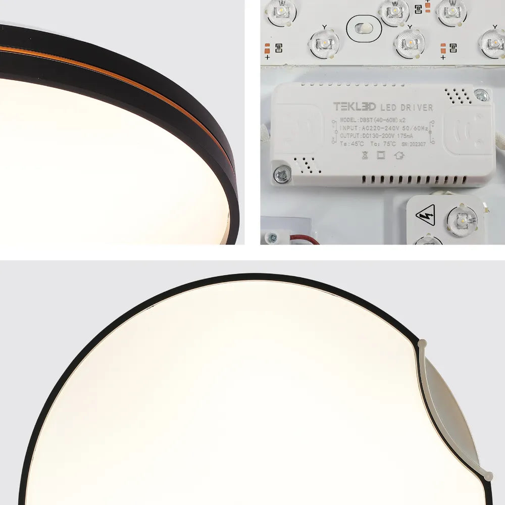 Close shot of the LED Flush Ceiling Light D500 Black 6000K/4000K/3000K 42Wx2(TEKLED)-165-16033