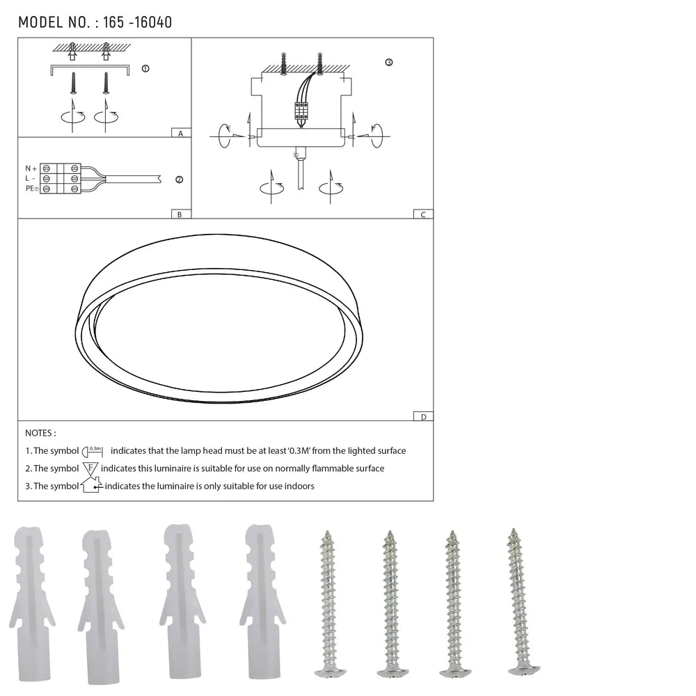 User manual for LED Flush Ceiling Light D500 Blue 6000K/4000K/3000K 42Wx2(TEKLED)-165-16040