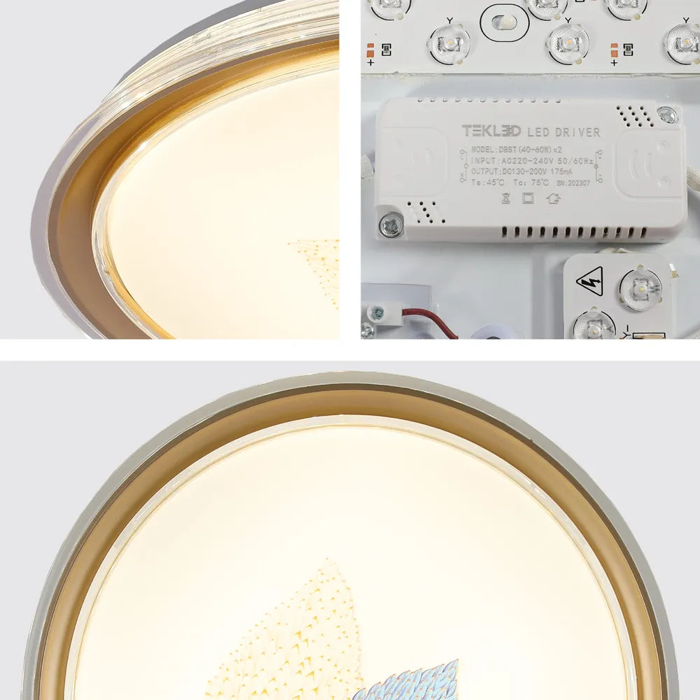 Close shot of the LED Flush Ceiling Light Gold D500 6000K/4000K/3000K 42Wx2(TEKLED)-165-16036