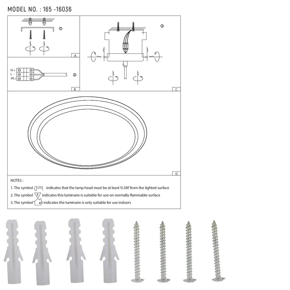 User manual for LED Flush Ceiling Light Gold D500 6000K/4000K/3000K 42Wx2(TEKLED)-165-16036