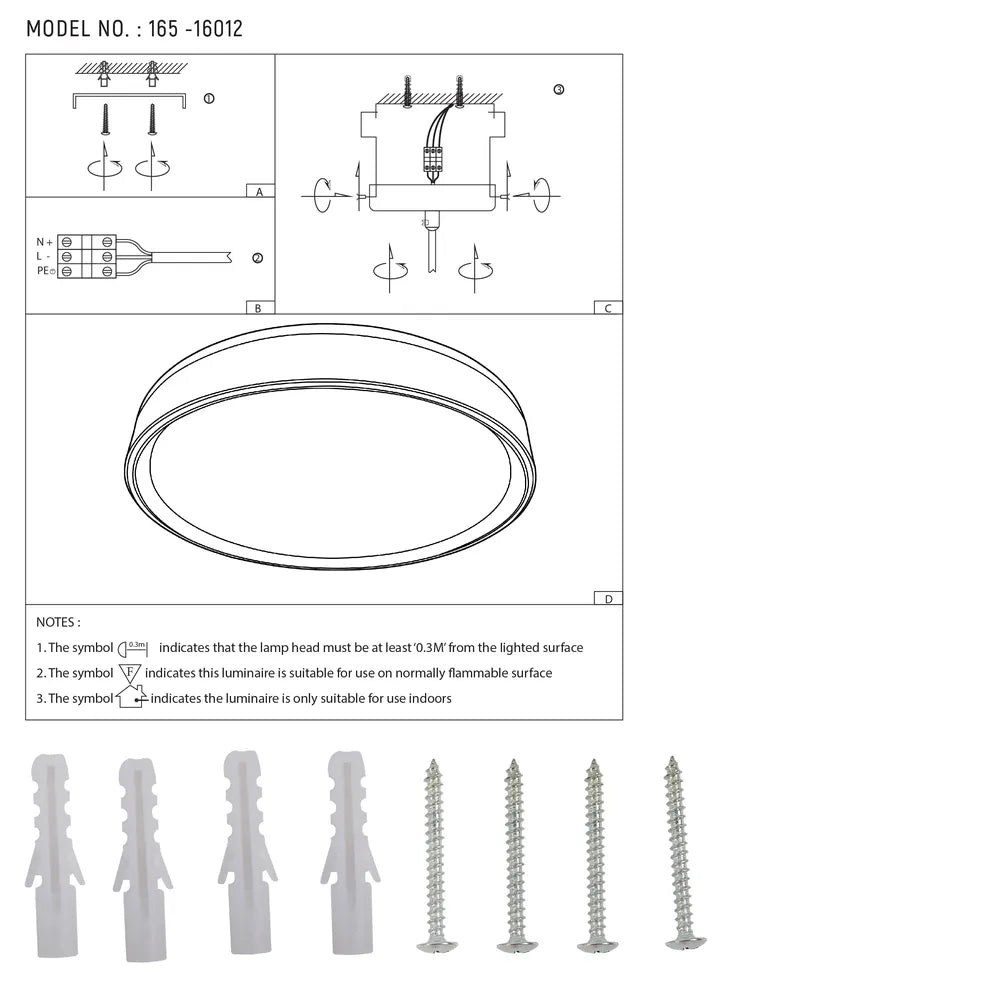 User manual for LED Flush Ceiling Light Purple Gold D400 6000K/4000K/3000K 27Wx2(TEKLED)-165-16012