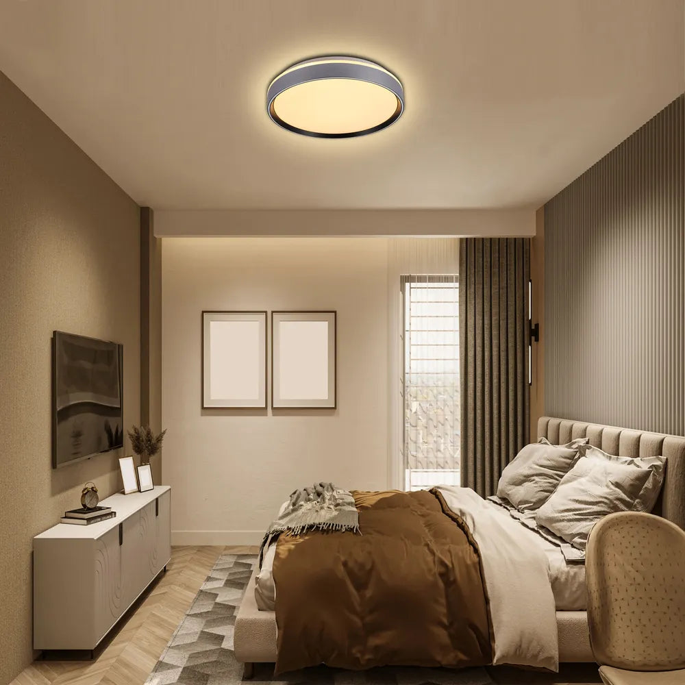 LED Flush Ceiling Light TEKLED LED Flush Ceiling Light Silvery Black D400 6000K/4000K/3000K 27Wx2(TEKLED)--165-16010