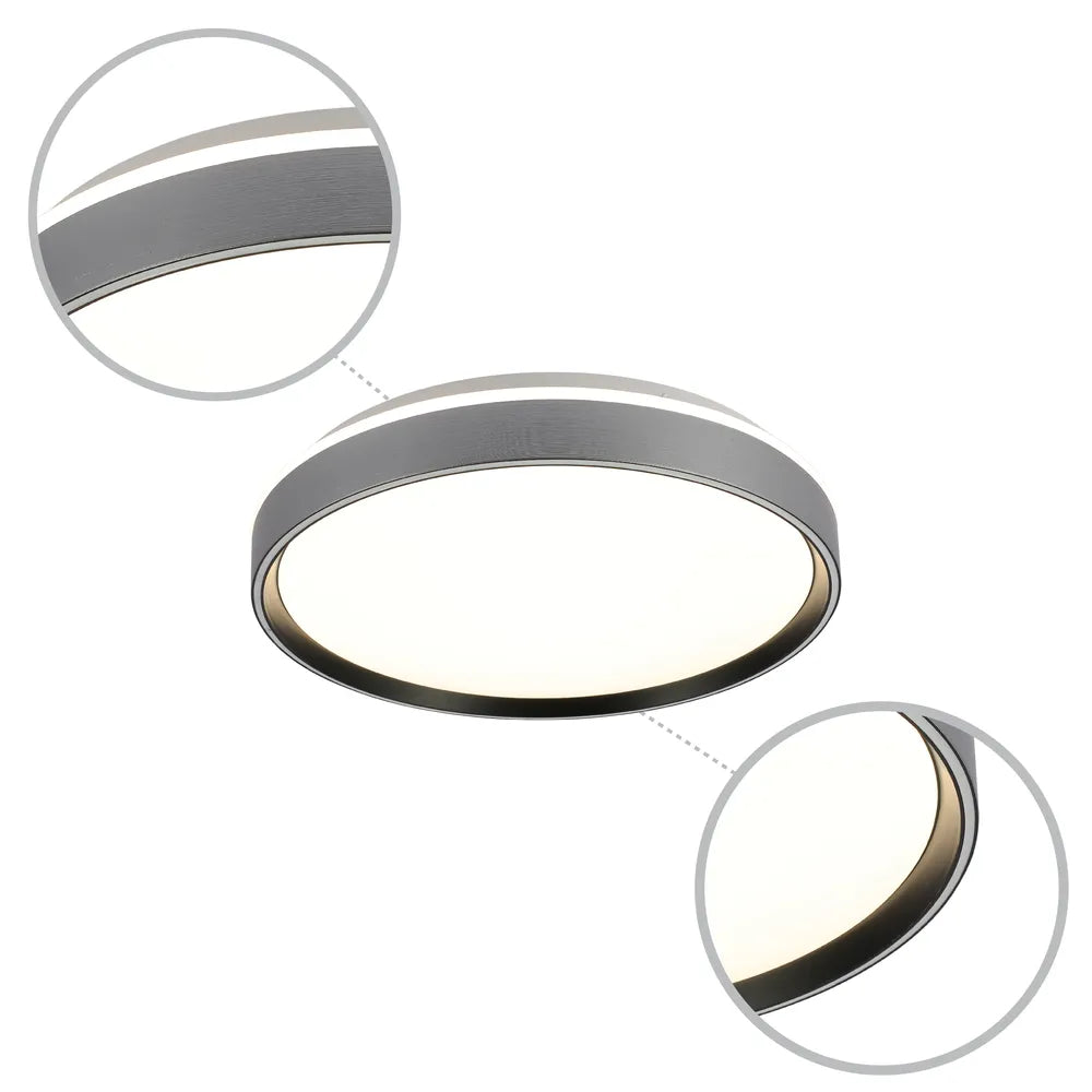 Details of the LED Flush Ceiling Light Silvery Black D400 6000K/4000K/3000K 27Wx2(TEKLED)-165-16010