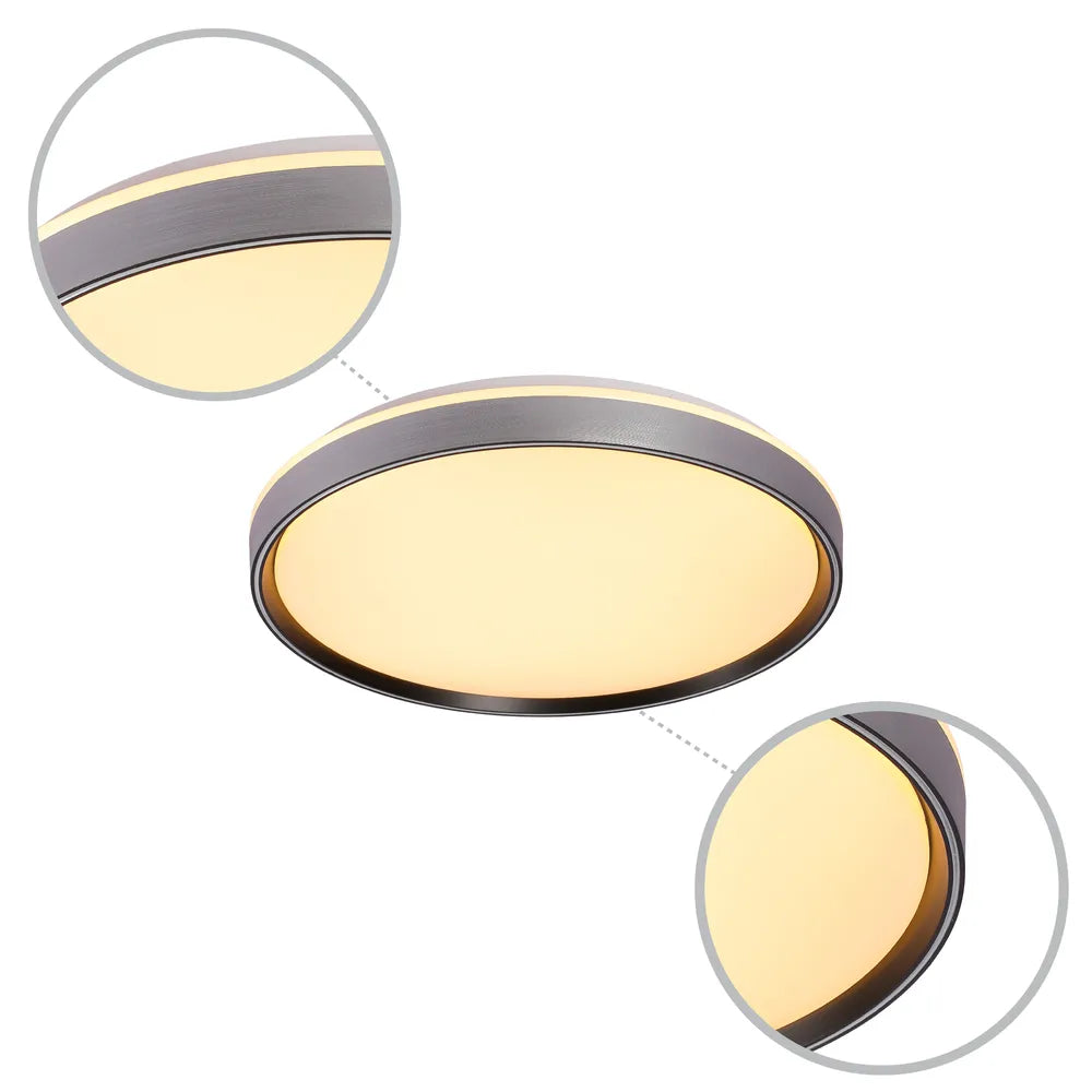 Details of the LED Flush Ceiling Light Silvery Black D500 6000K/4000K/3000K 42Wx2(TEKLED)-165-16011