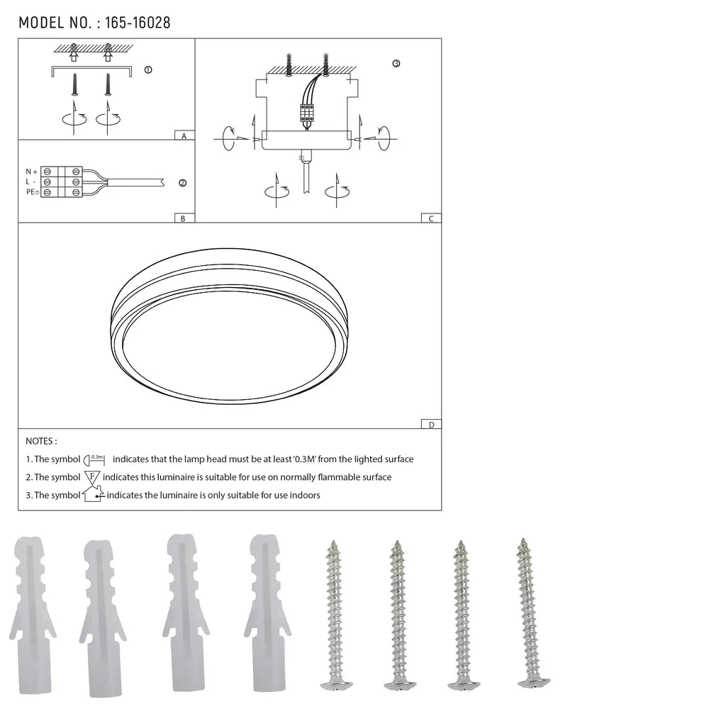 User manual for LED Flush Ceiling Light White D400 6000K/4000K/3000K 27Wx2(TEKLED)-165-16028