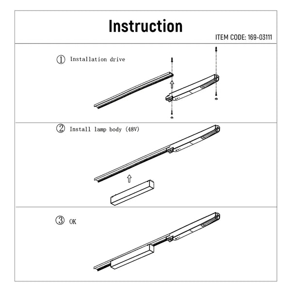 User manual for LED Linear Magnetic Track Light 12W 48V Black 4000K(TEKLED)-169-03111-169-03111
