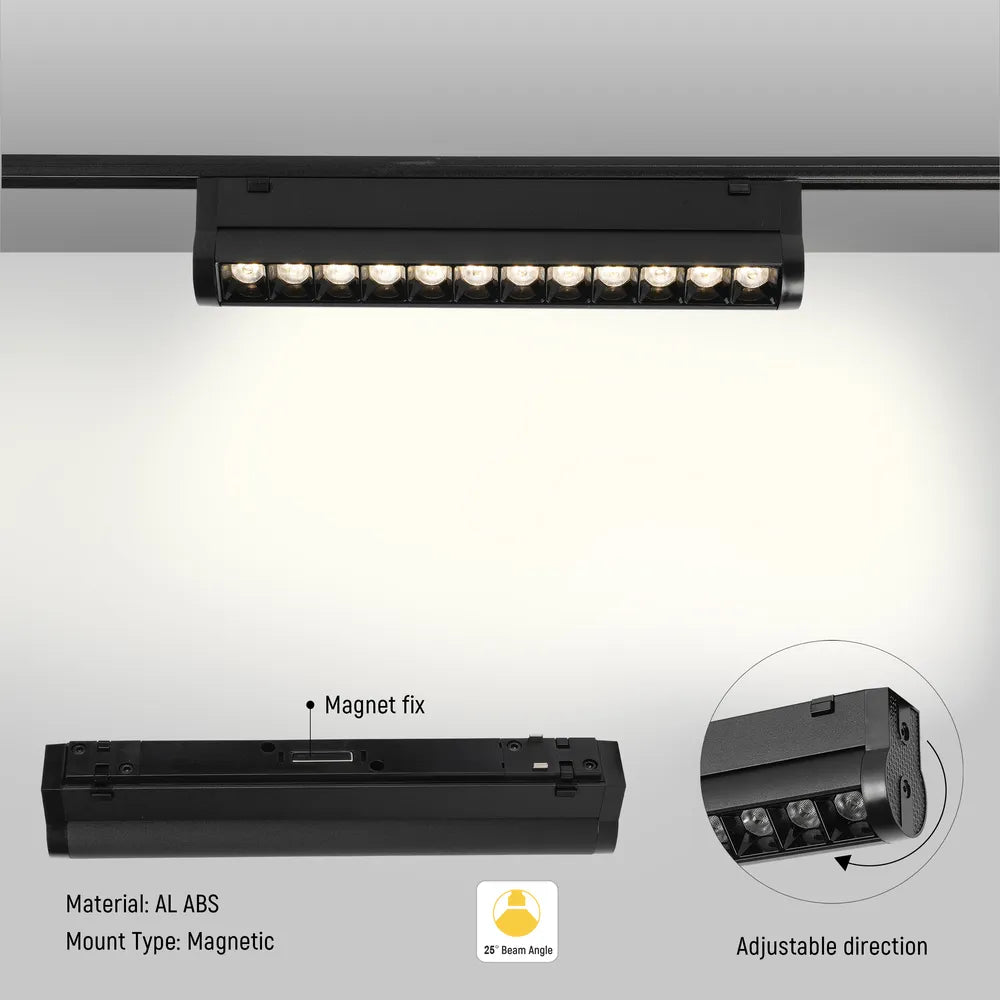 Close shot of the LED Magnetic Adjustable Track Light 12W 48V Black 4000K(TEKLED)-169-03106-169-03106