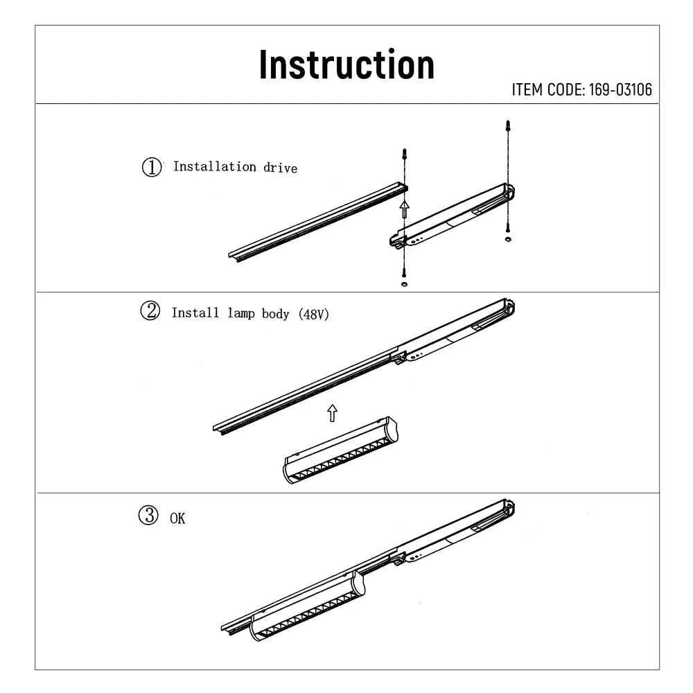 User manual for LED Magnetic Adjustable Track Light 12W 48V Black 4000K(TEKLED)-169-03106-169-03106