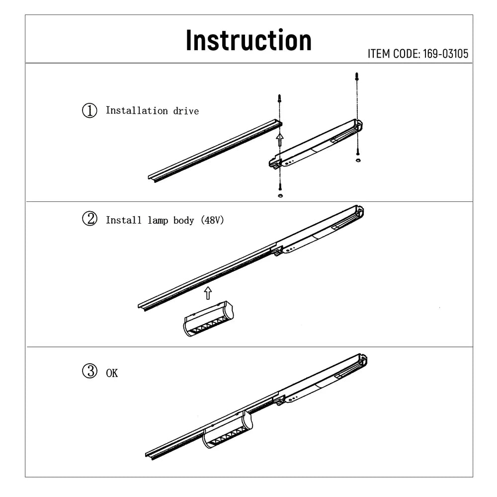 User manual for LED Magnetic Adjustable Track Light 6W 48V Black 4000K(TEKLED)-169-03105-169-03105