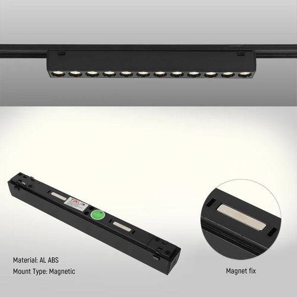 Close shot of the LED Magnetic Track Light 12W 48V Black 4000K(TEKLED)-169-03109-169-03109