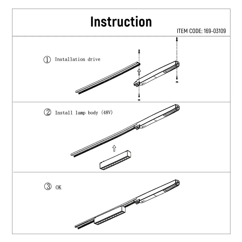 User manual for LED Magnetic Track Light 12W 48V Black 4000K(TEKLED)-169-03109-169-03109