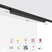 Size and technical specs of the LED Magnetic Track Light 18W 48V Black 4000K(TEKLED)-169-03110-169-03110
