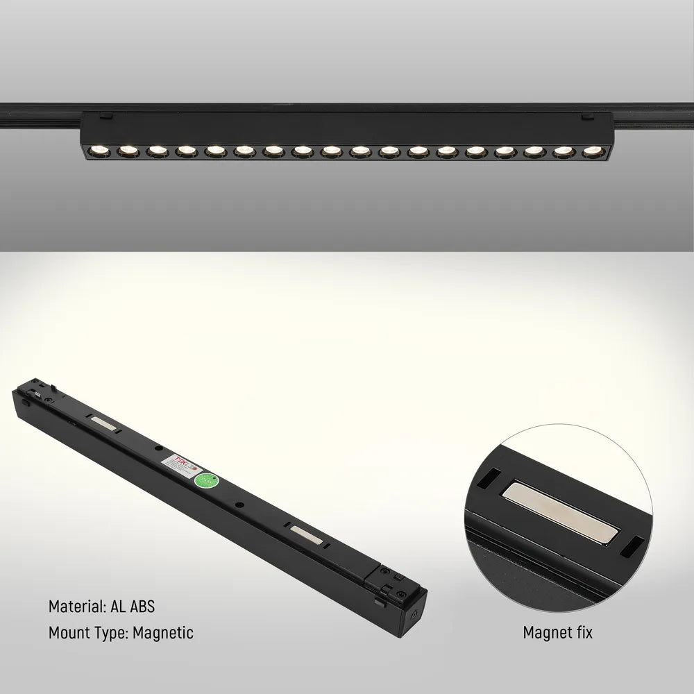 Close shot of the LED Magnetic Track Light 18W 48V Black 4000K(TEKLED)-169-03110-169-03110