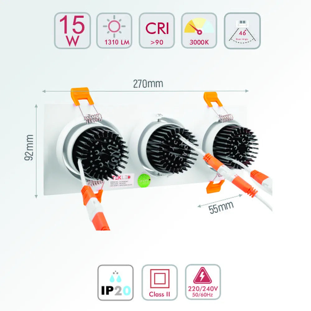 Size and technical specs of the LED OC001C 3х5W 3000K WHITE -165-033232-165-033232