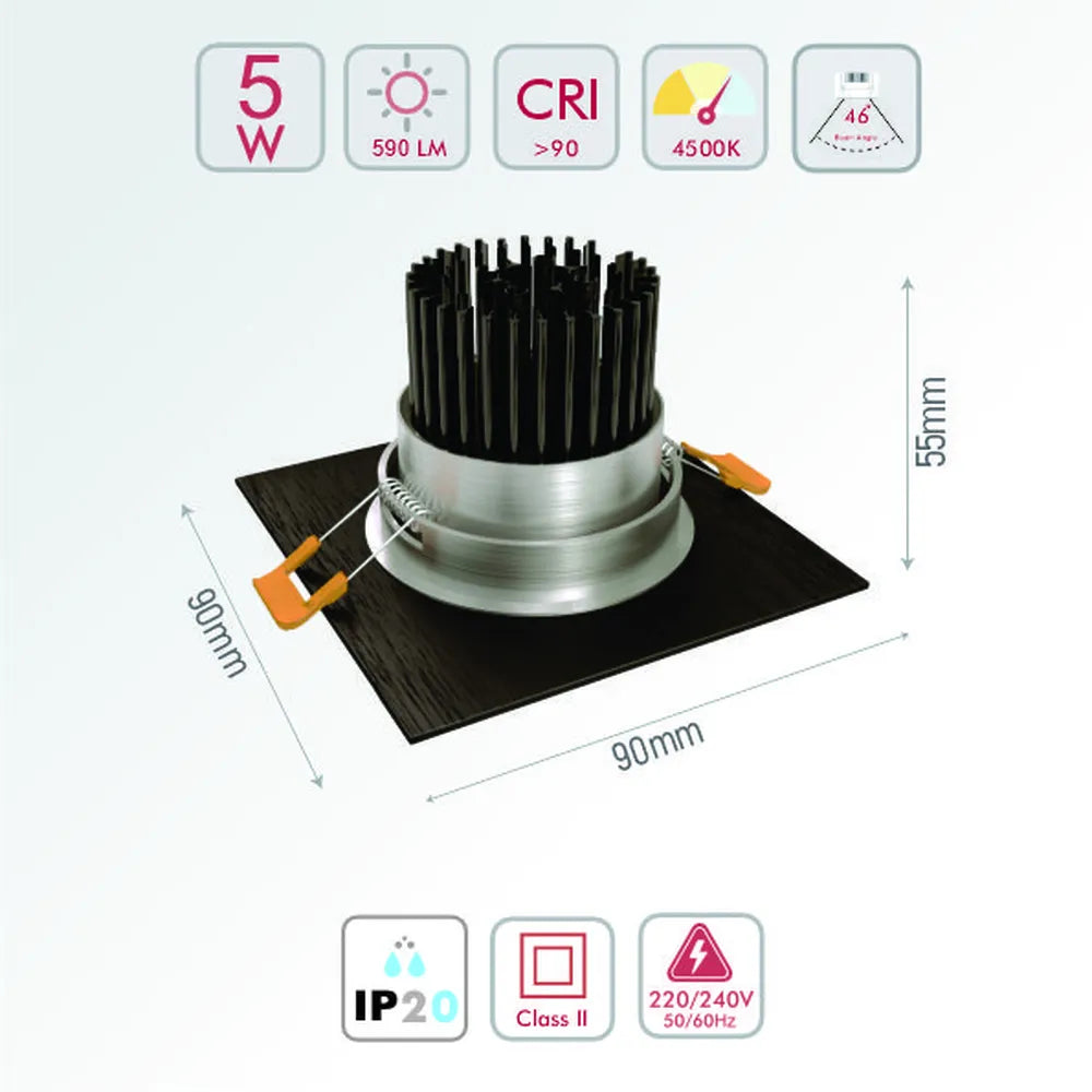 Size and technical specs of the  LED OC002A 1х5W 4500K BLACK -165-153243-165-153243