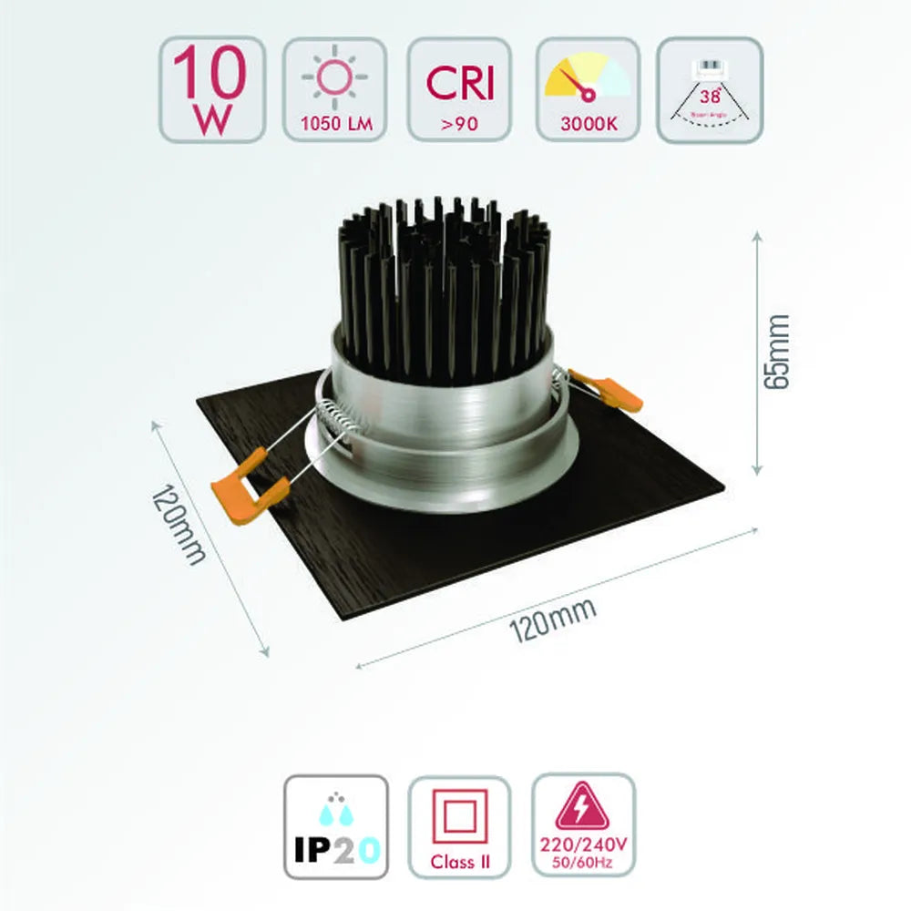 Size and technical specs of the LED OC003A 1х10W 3000K BLACK-165-033362-165-033362