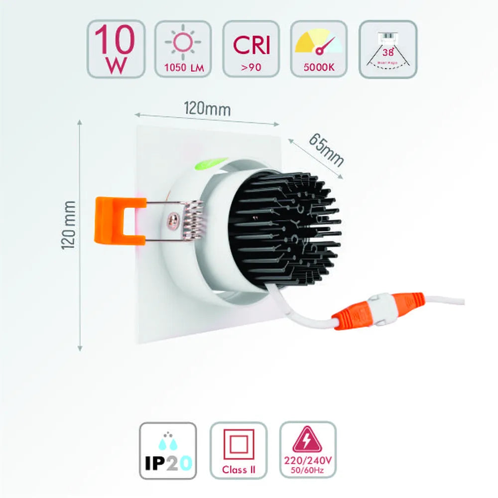 Size and technical specs of the LED OC003A 1х10W 5000K WHITE-165-03327-165-03327