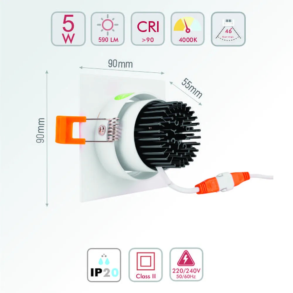 Size and technical specs of the LED OC003A 1х5W 4000K WHITE-165-03320-165-03320