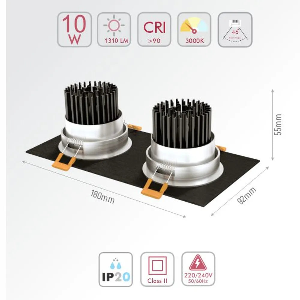 Size and technical specs of the LED OC003B 2х5W 3000K BLACK-165-033252-165-033252