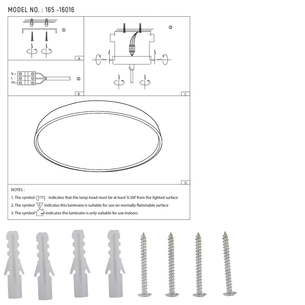 User manual for LED Sparkling Flush Ceiling Light Black D400 6000K/4000K/3000K 27Wx2(TEKLED)-165-16016