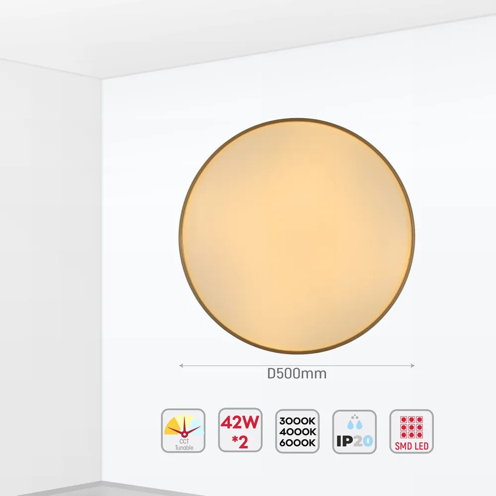 Size and technical specs of the LED Sparkling Flush Ceiling Light Black D500 6000K/4000K/3000K 42Wx2(TEKLED)-165-16017