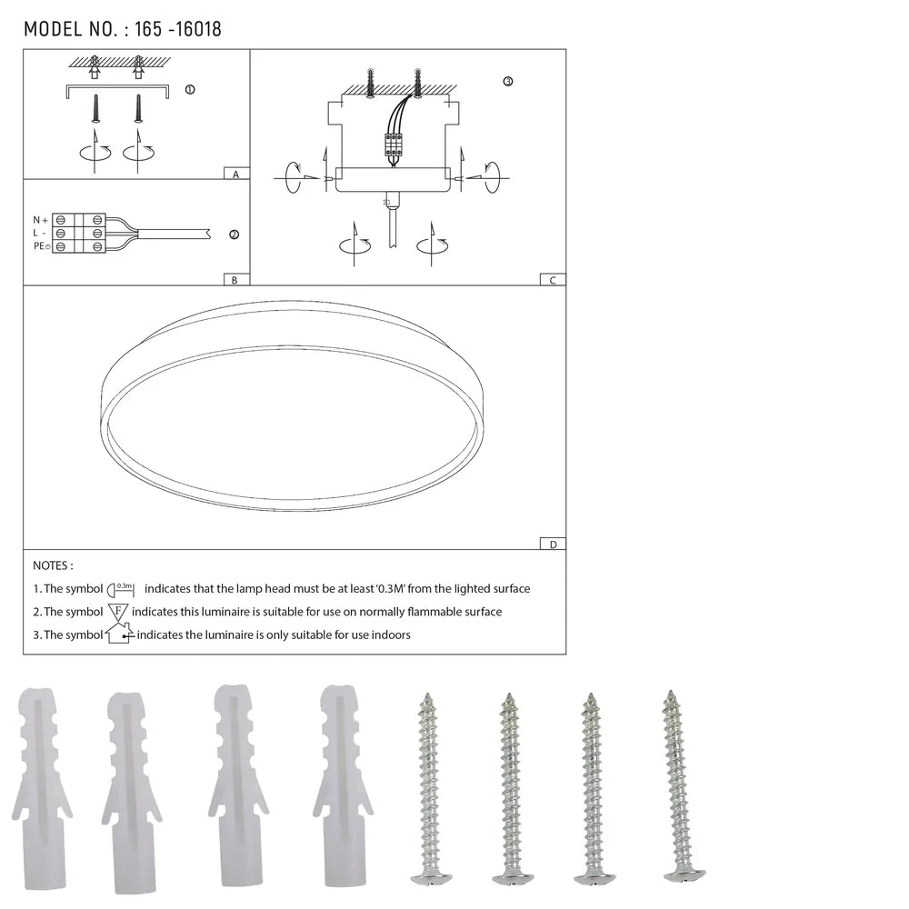 User manual for LED Sparkling Flush Ceiling Light White D400 6000K/4000K/3000K 27Wx2(TEKLED)-165-16018