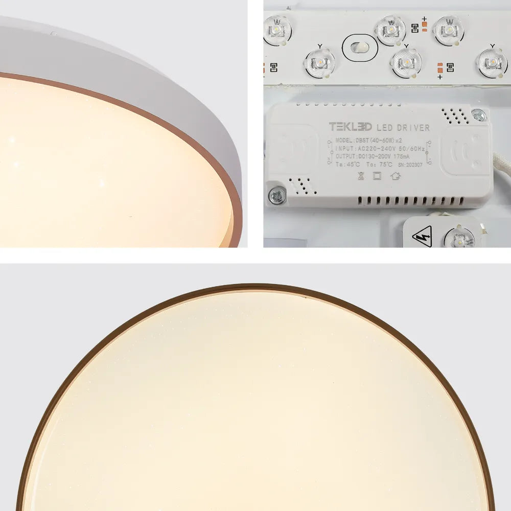 Close shot of the LED Sparkling Flush Ceiling Light White D500 6000K/4000K/3000K 42Wx2(TEKLED)-165-16019