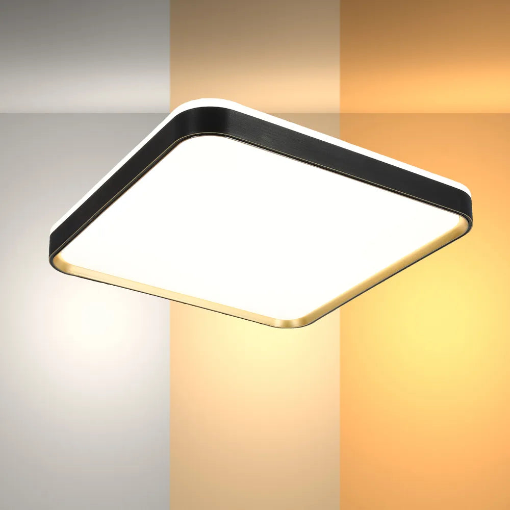 LED Flush Ceiling Light TEKLED LED Square Flush Ceiling Light Black Gold 500x500 6000K/4000K/3000K 45Wx2(TEKLED)--165-16008