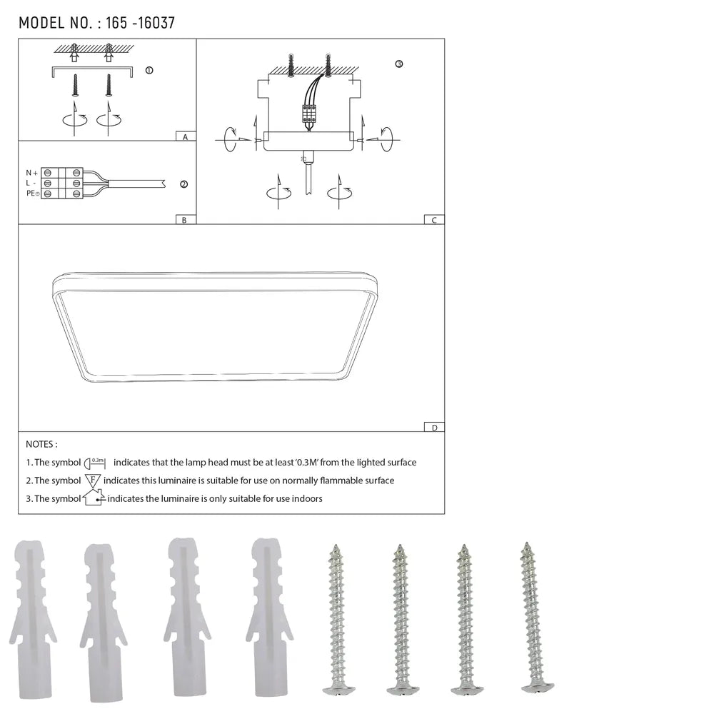 User manual for LED Square Flush Ceiling Light Blue 1200x600 6000K/4000K/3000K 50Wx2(TEKLED)-165-16037