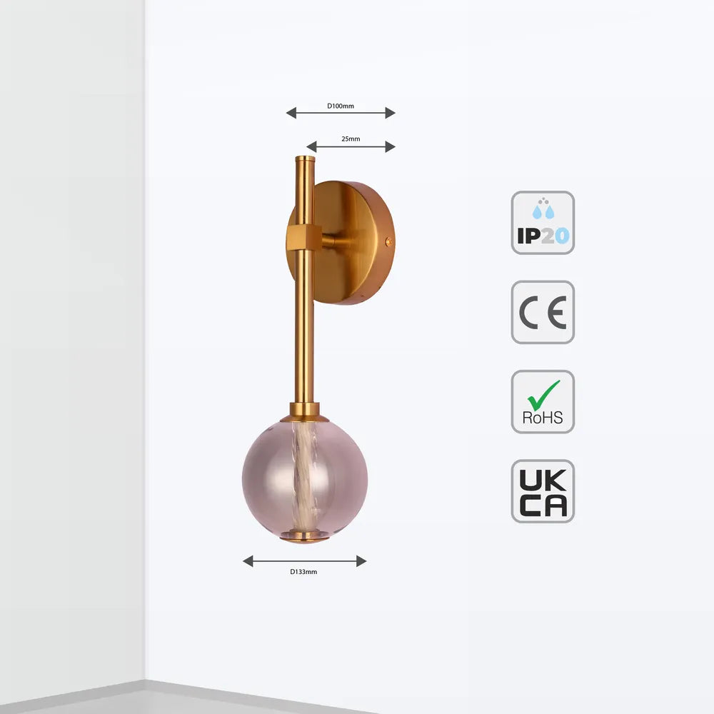 Size and technical specs of the LED Wall Light 39308-1B Clear Glass 3000K(TEKLED)-151-20050-151-20050