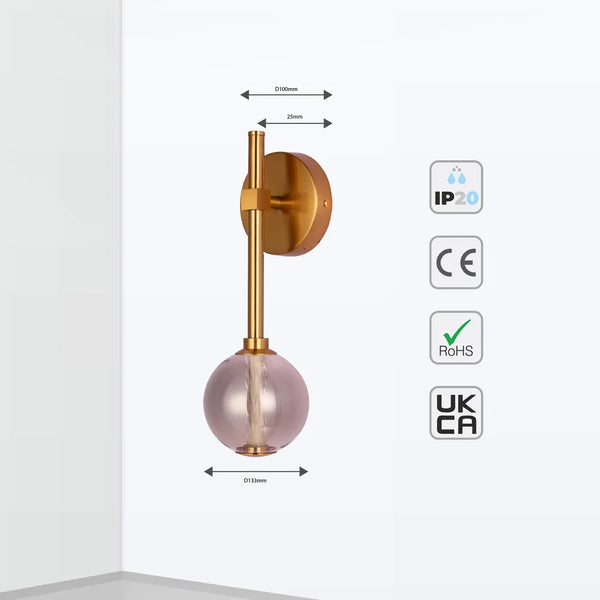 Size and technical specs of the LED Wall Light 39308-1B Clear Glass 3000K(TEKLED)-151-20050-151-20050