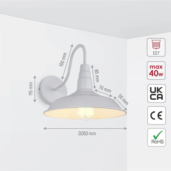 Технические характеристики настенного светильника в индустриальном стиле с E27, идеально подходящего для кабинета или студии.