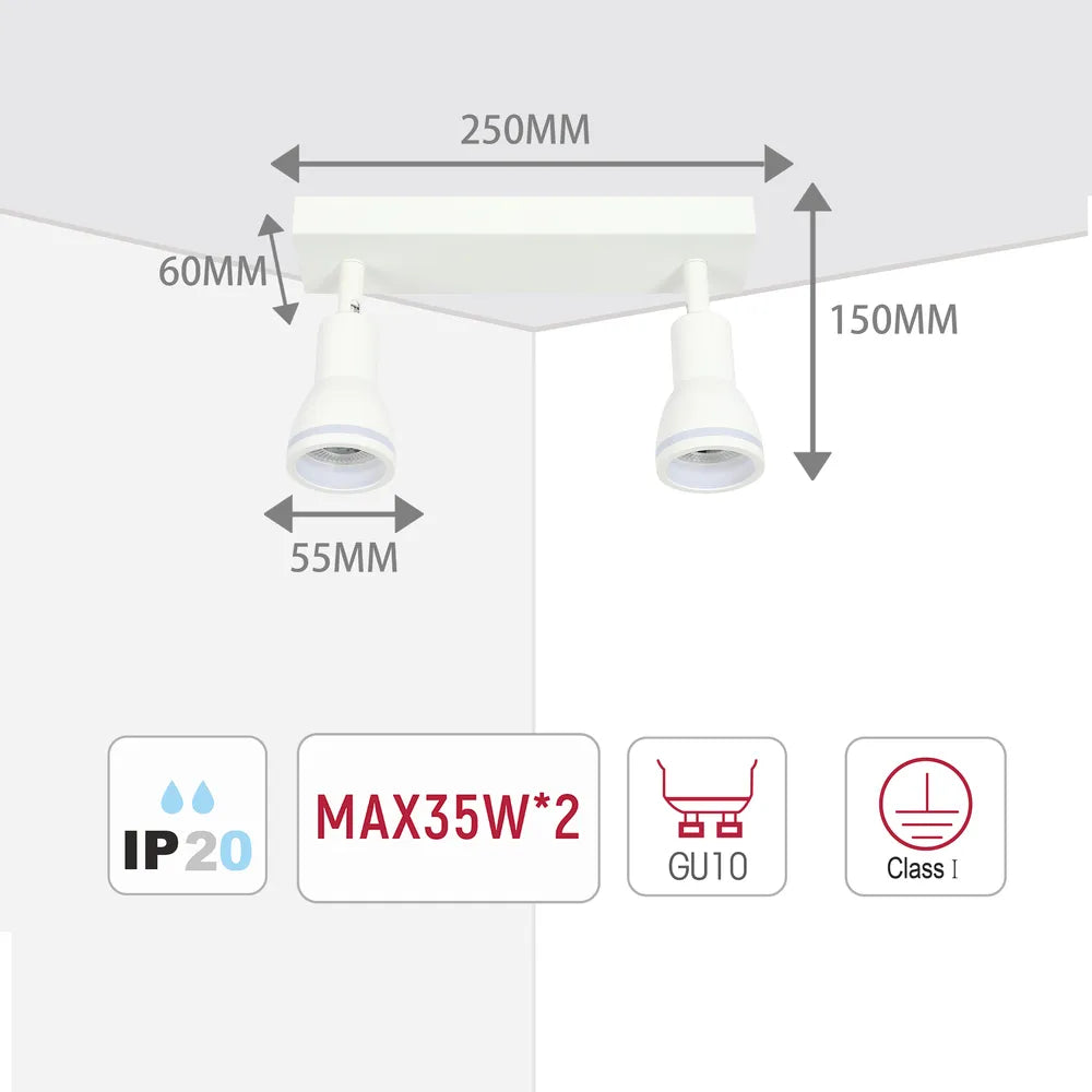 Size and technical specs of the Luma Cylindro GU10 Spotlight Fixture-172-03218