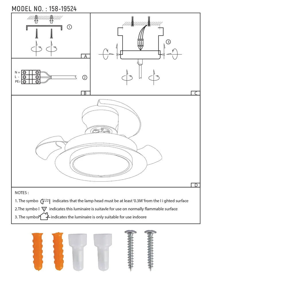 User manual for Lyustra LED Fan Lamp White 18W 22inch (TEKLED)-158-19524-158-19524