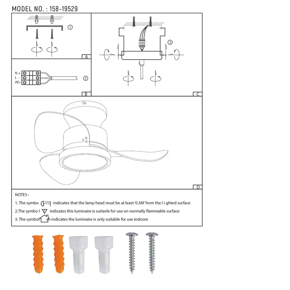 User manual for Lyustra LED Fan Lamp White 19W 22inch (TEKLED)-158-19529-158-19529