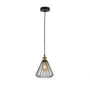 Основное изображение черной металлической клетчатой подвесной лампы, идеальной для кухни в индустриальном стиле.