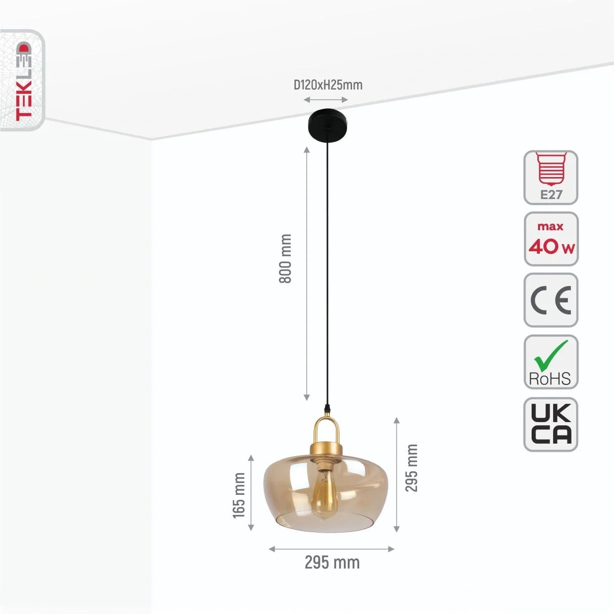 Технические характеристики подвесного светильника Miele Grande с размеры и детали установки для освещения в современном интерьере.