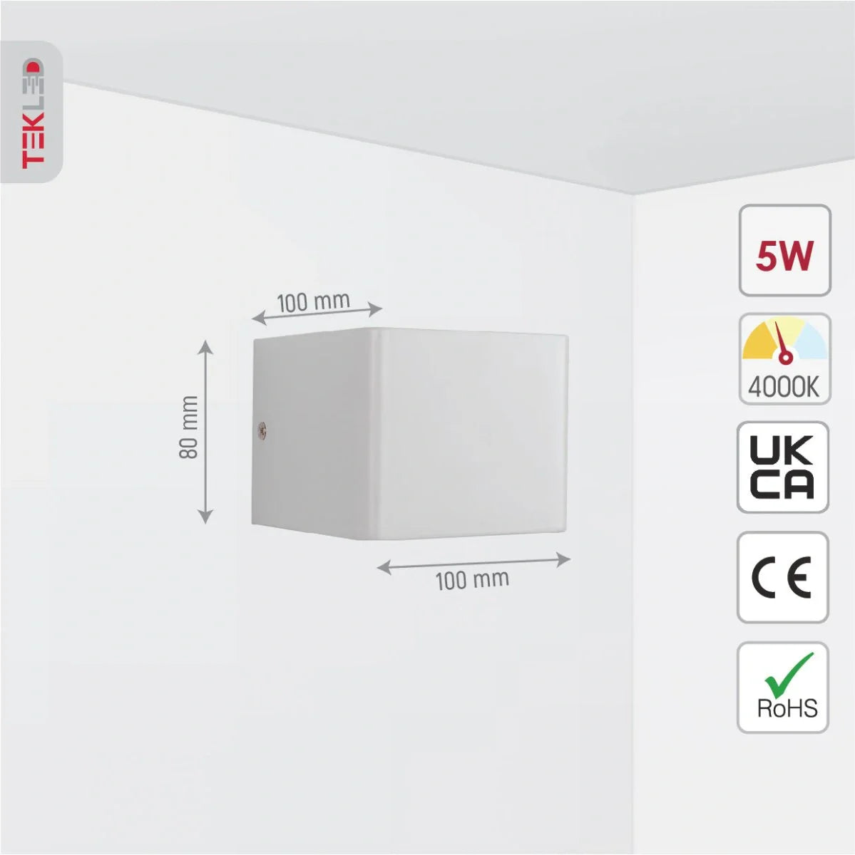 Техническая схема LED кубического настенного светильника 5W, 4000K, идеального для современных интерьеров.