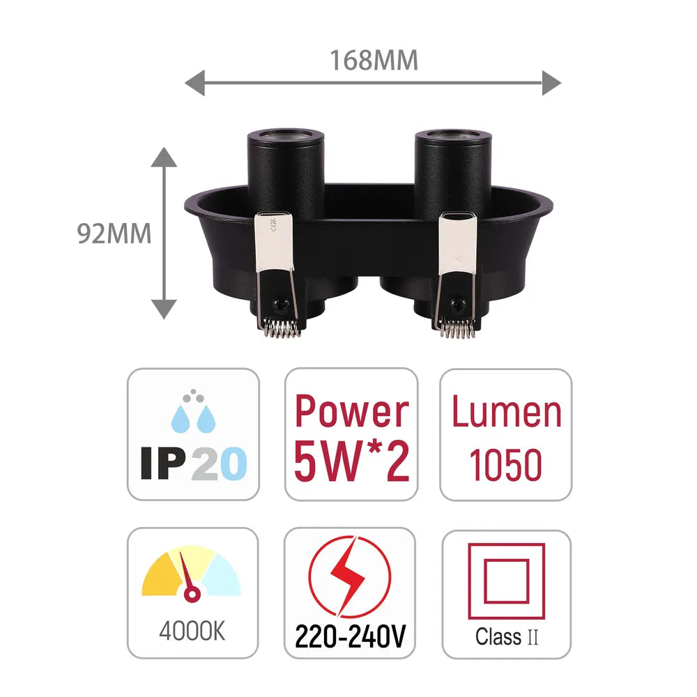 Size and technical specs of the Sentinel Compact Adjustable Gimbal Recessed LED Downlight-143-03422