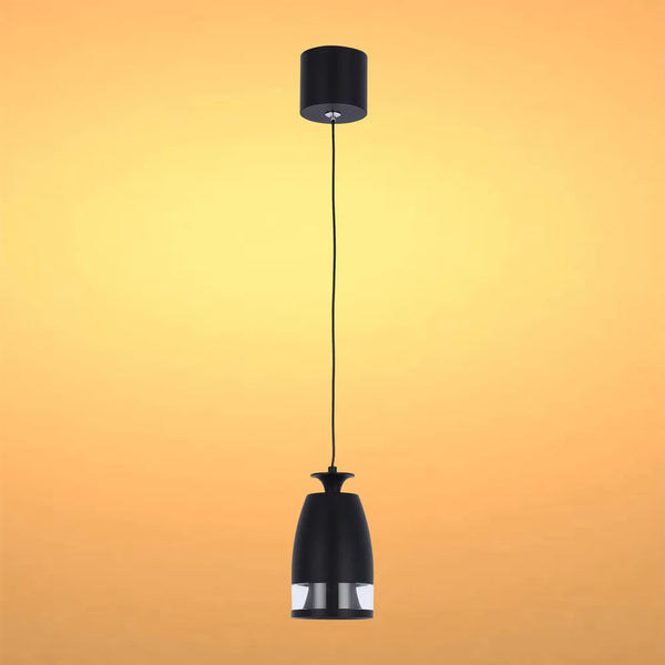 Pendant Downlight TEKLED Sentinel LED Pendant Downlight with Polycarbonate Ring Diffuser 7W Warm White-Black Curved-150-19080