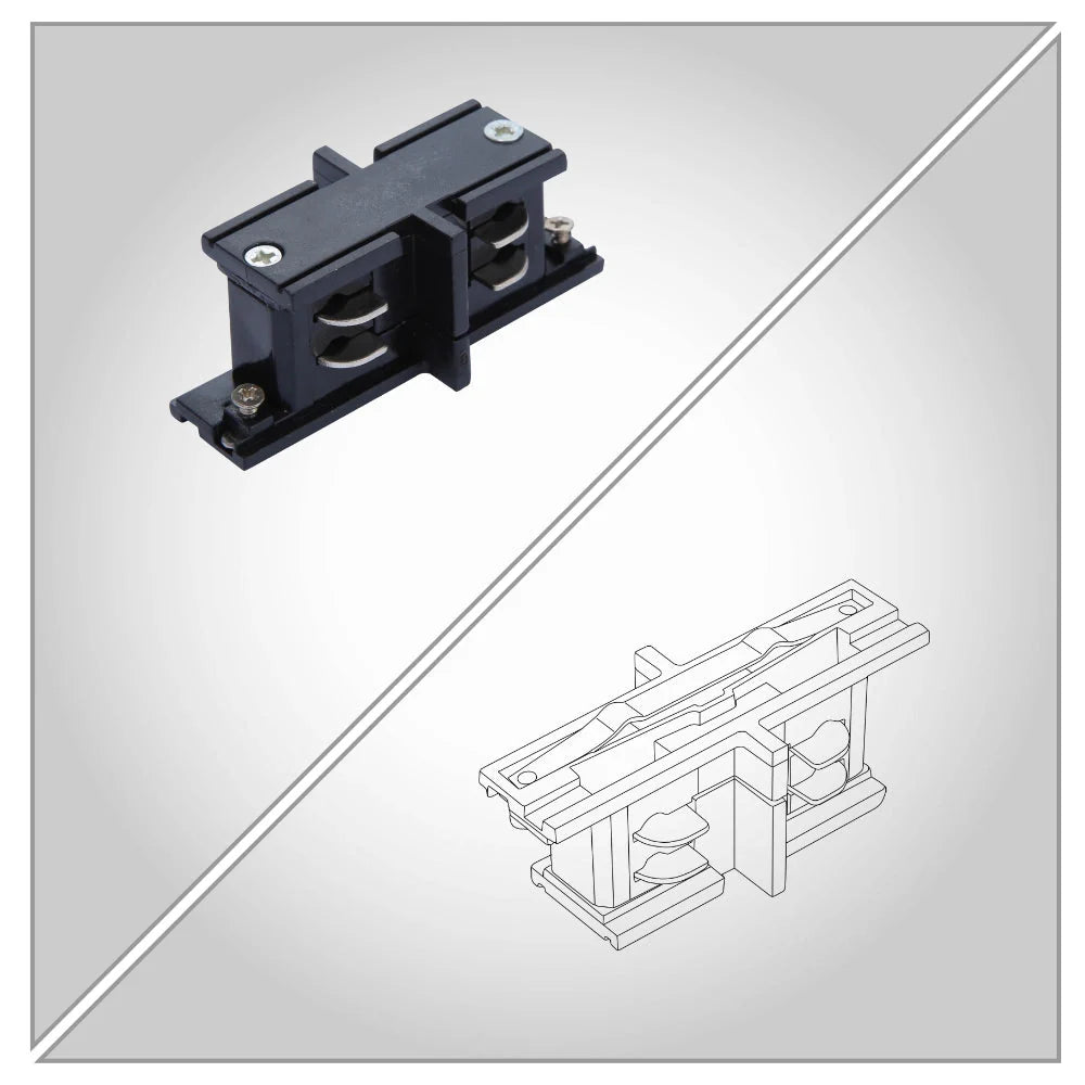 Изображение прямого L-T соединителя для 4-проводного трека, идеально подходит для установки в современных интерьерах.
