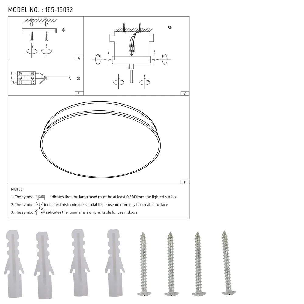 User manual for Sparkling LED Flush Ceiling Light Black D500 6000K/4000K/3000K 42Wx2(TEKLED)-165-16032