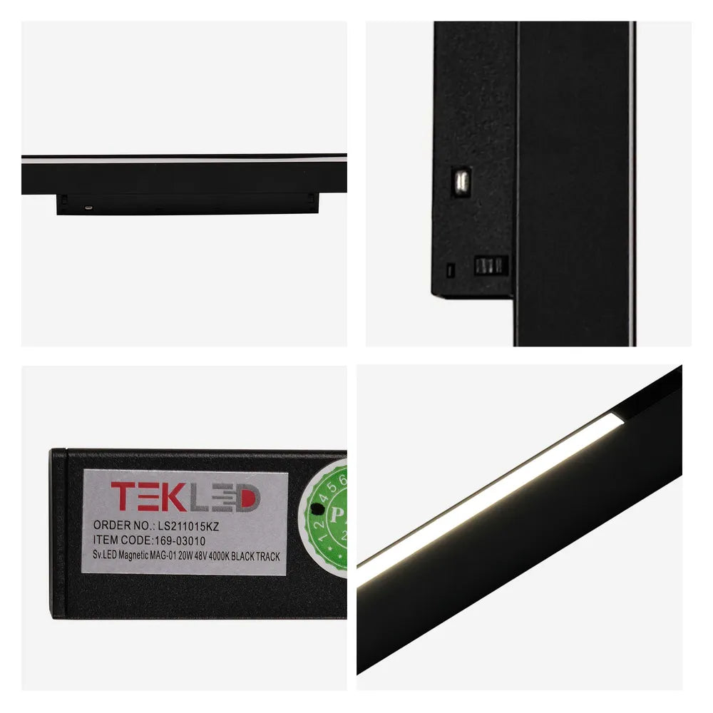 Size and technical specs of the Sv-k LED Magnetic MAG-01 20W 48V 4000K BLACK Track (TEKLED)-169-03010-169-03010