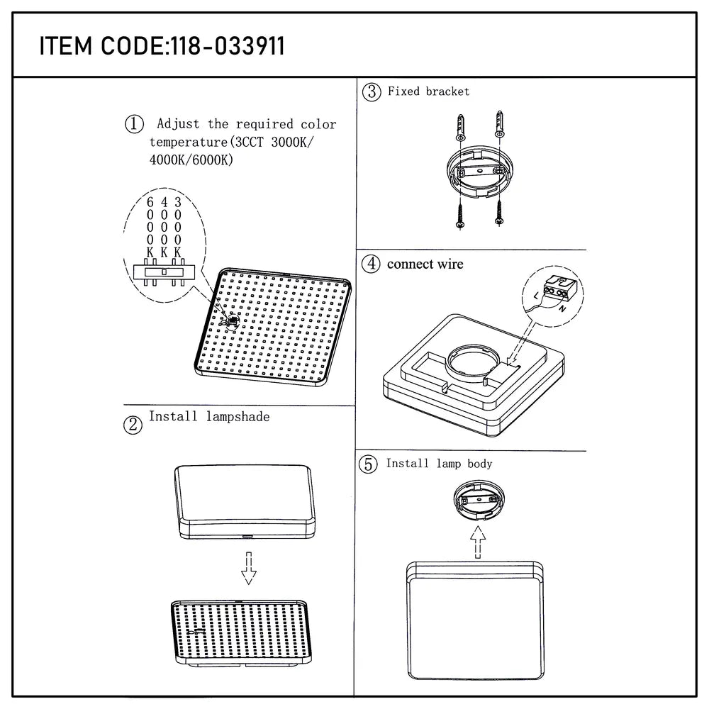 User manual for Sv-k LED NIKA SQUARE 25W 3CCT  IP44 (TEKLED)-118-033911