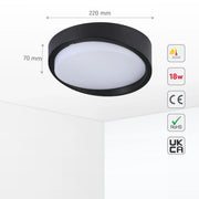 Светильник с встроенным LED, идеален для ванных и холлов в современном стиле, с защитой IP65 для внутреннего и внешнего использования.