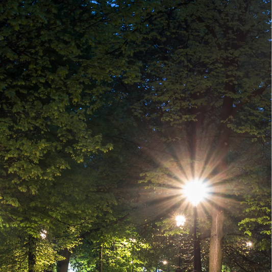 Основное изображение светильника в форме НЛО для садовой дорожки, идеален для наружного освещения в современном ландшафтном дизайне.