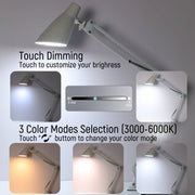 Современная настольная лампа со swing-arm и встроенным LED, идеальна для рабочего кабинета в минималистичном стиле.