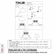 Техническое руководство для встроенного светильника LED 10W, черного цвета, с атмосферным освещением для современного интерьера.